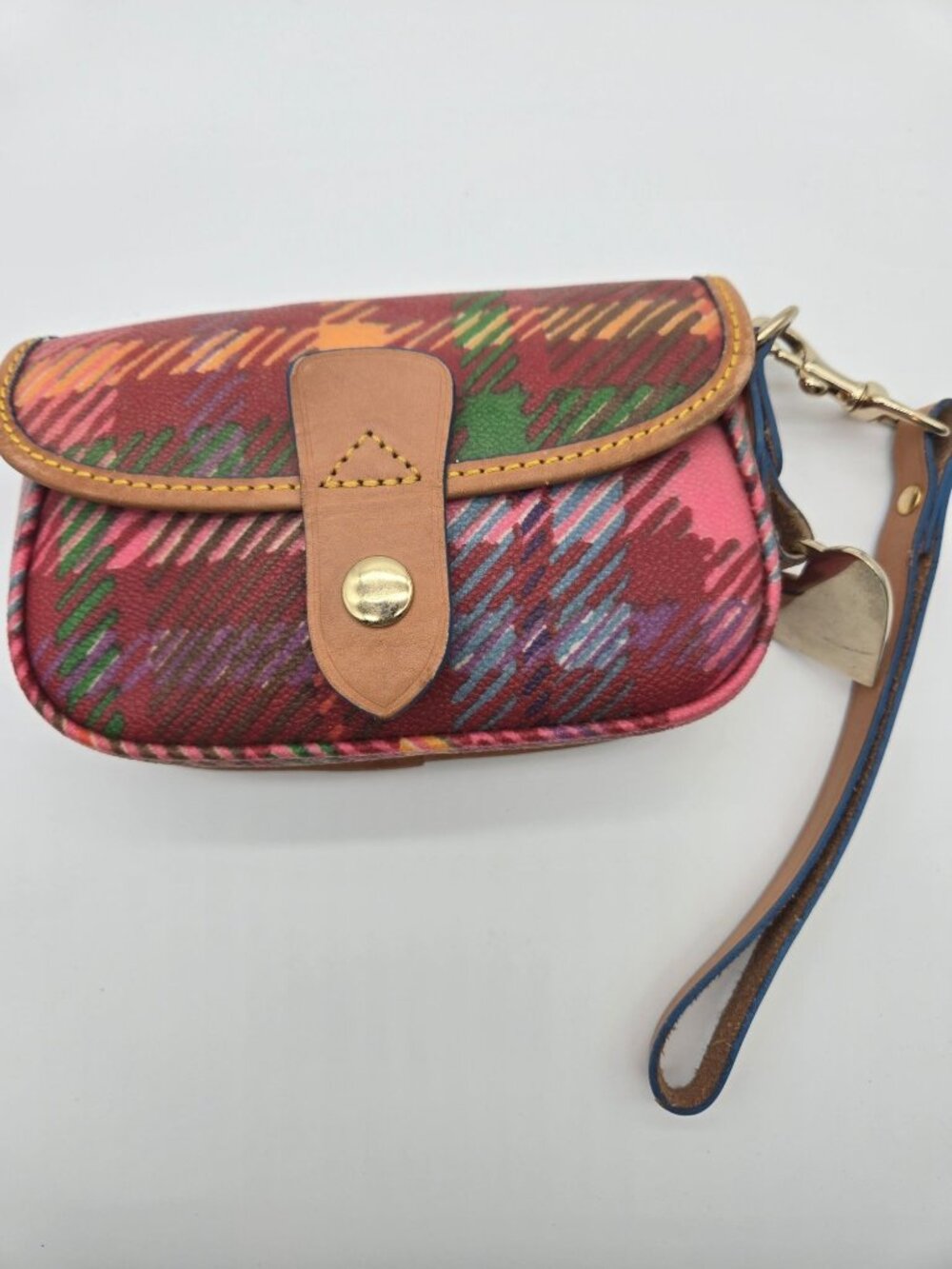 *Rare* Dooney & Bourke Red Plaid IT Front Flap Wristlet with Bag Charm